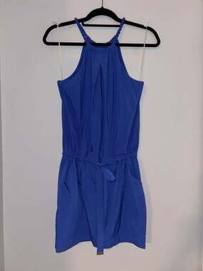 EL Rachel Roy Blue Braided Halter Neck Mini Dress with Drawstring Waist